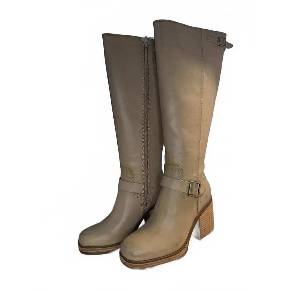 Korks Karalyn Knee High Boots Women's Sz 7.5 Cream Knee High Tall Western Riding